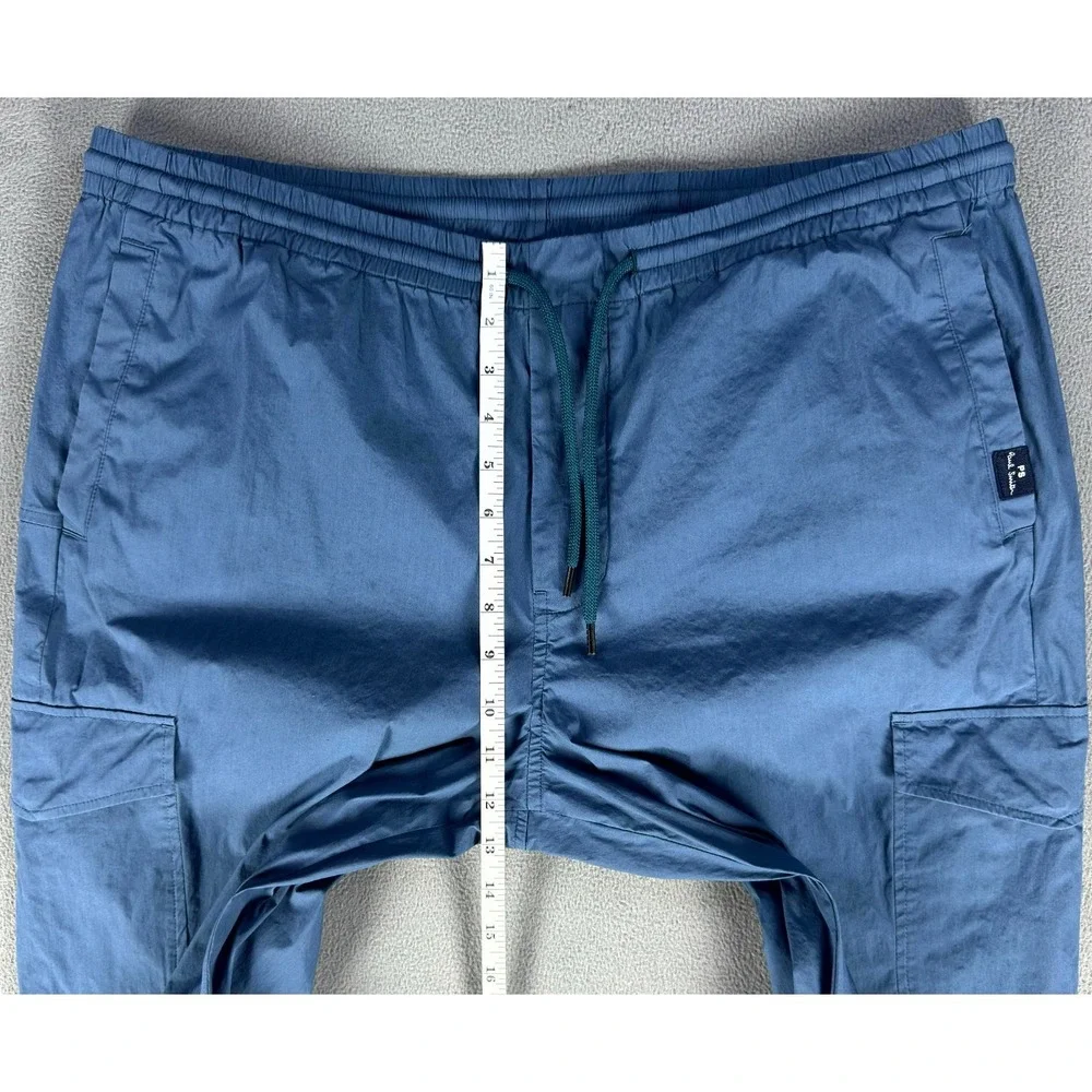 Paul Smith Pants Men 2XL Blue Cargo Pocket Drawstring Minimalist Quiet Luxury